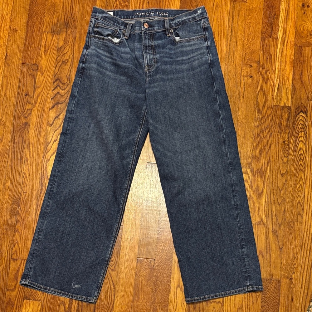 American Eagle Outfitters Dark Blue Wide Leg Jeans